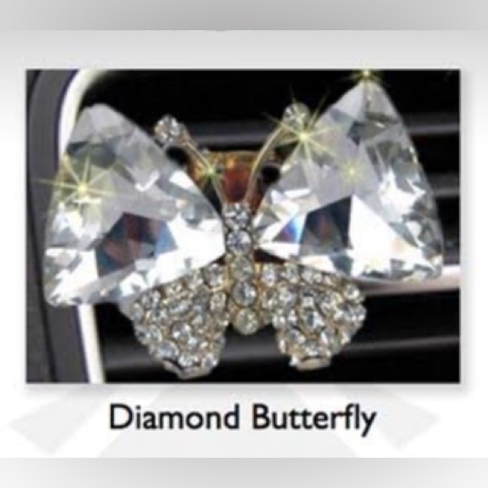 Diva Glam-Air Crystal Diamond Butterfly Car Clip Scented Air Freshener